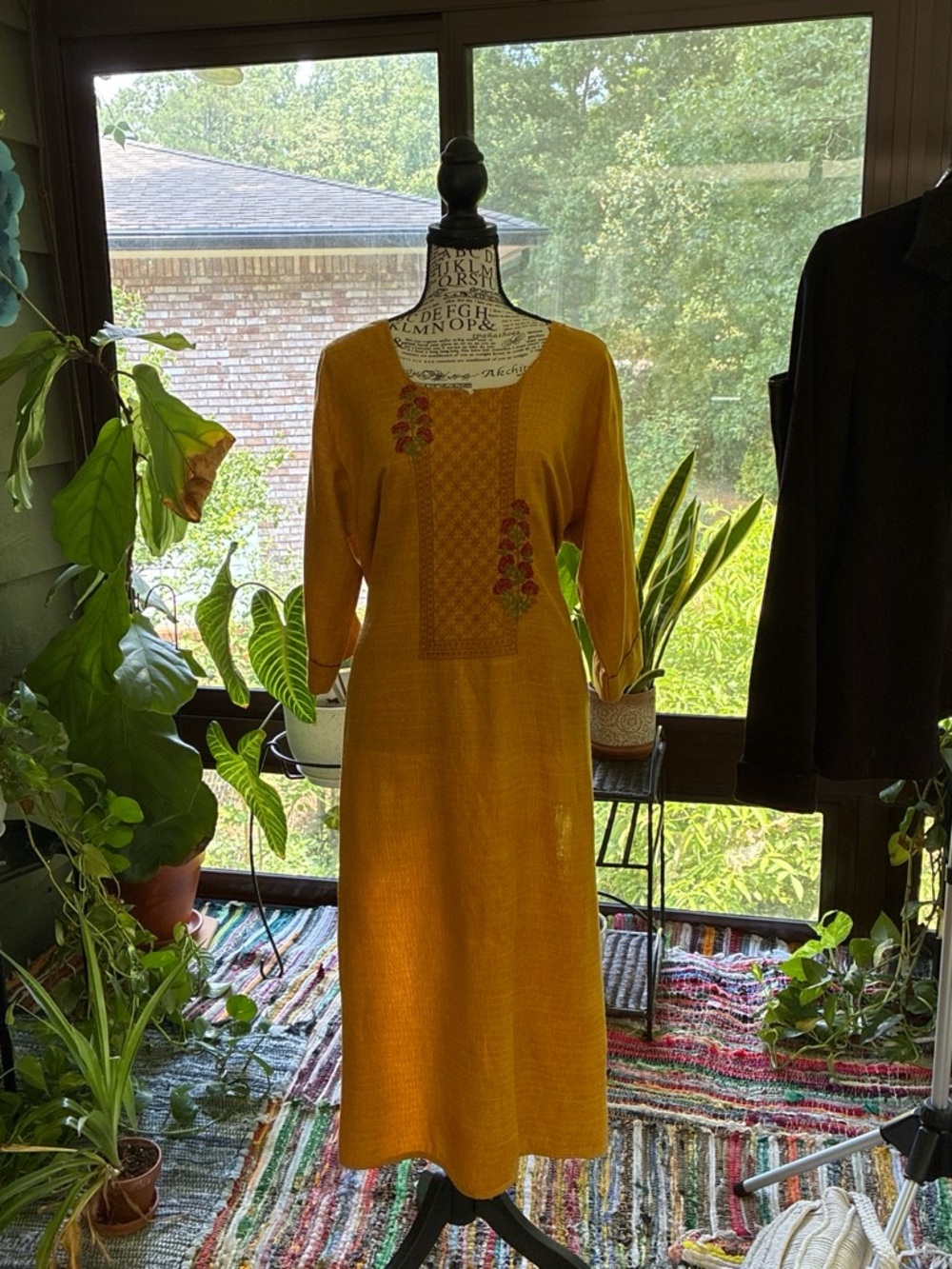 Unlisted Mustard Yellow Embroidered tunic Dress